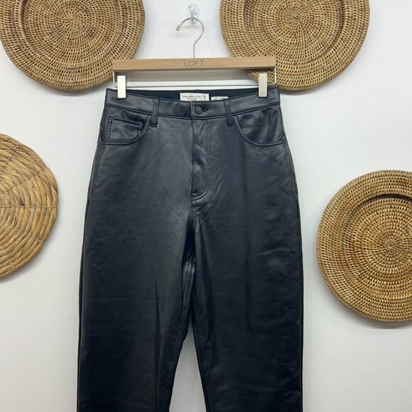 Abercrombie Vegan Leather Curve Love The Ankle Straight Ultra High Rise 29/8 - Picture 3 of 5